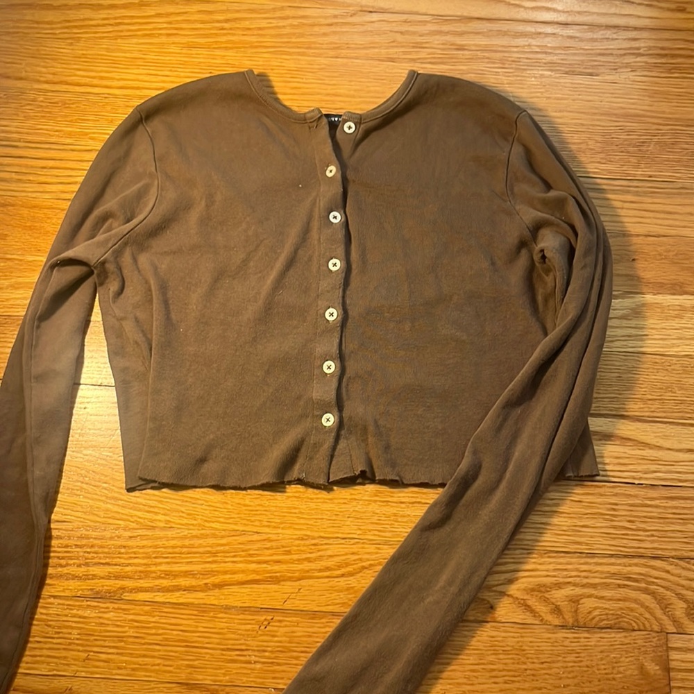 Brown button up Brandy Melville crop top